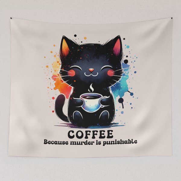 Item preview, Coffee Because Murder Is Punishable - Funny Cat Coffee Meme Gift designed and sold by InkyGenies.