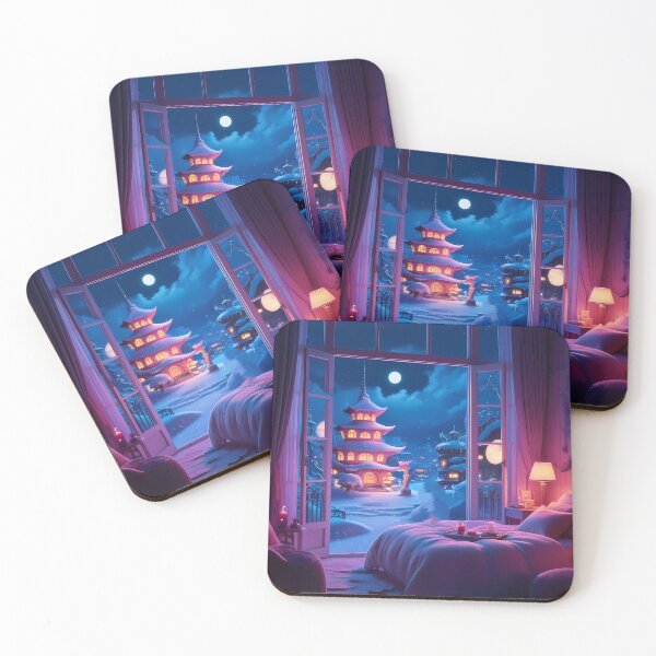 Item preview, Japan Enchanted Winter Nights Cozy Glimpse Dreamy Towns  designed and sold by ART ATTACK ZONE.
