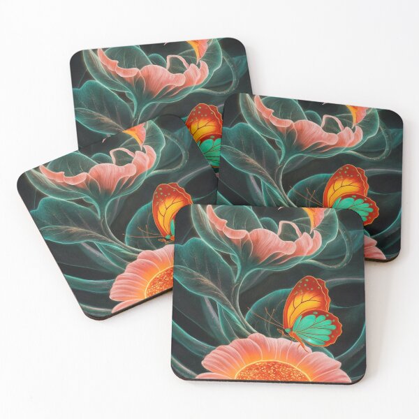 Item preview, Bioluminescent Bloom: A Vibrant Floral Masterpiece | Abyssal Beauty: Bioluminescent Flowers and Butterfly designed and sold by JOY STORE 45.