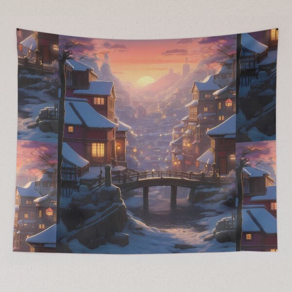 Item preview, Kyoto Enchanted Winter Nights Cozy Glimpse Dreamy Towns  designed and sold by ART ATTACK ZONE.