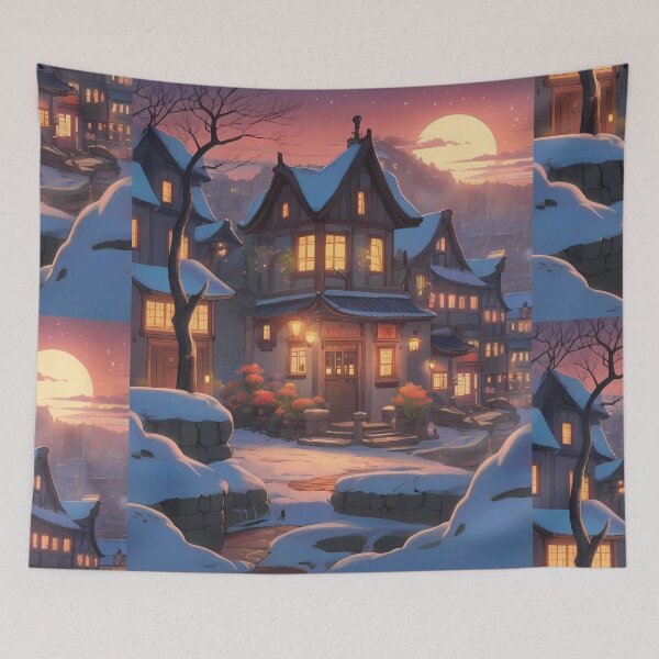 Item preview, Osaka Enchanted Winter Nights Cozy Glimpse Dreamy Towns  designed and sold by ART ATTACK ZONE.
