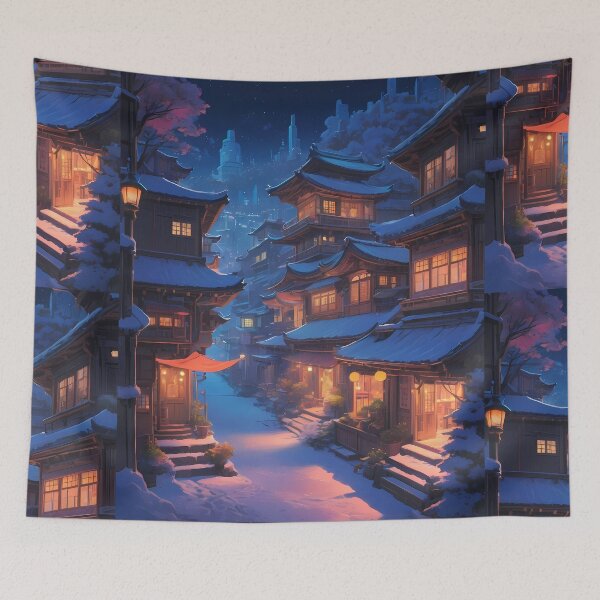 Item preview, Nara Enchanted Winter Nights Cozy Glimpse Dreamy Towns  designed and sold by ART ATTACK ZONE.