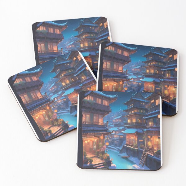 Item preview, Kobe Enchanted Winter Nights Cozy Glimpse Dreamy Towns  designed and sold by ART ATTACK ZONE.