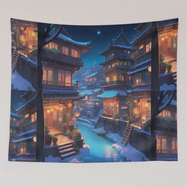 Item preview, Kobe Enchanted Winter Nights Cozy Glimpse Dreamy Towns  designed and sold by ART ATTACK ZONE.