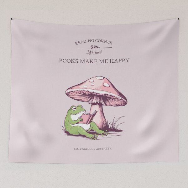 Item preview, Reading corner, cottagecore, Books make me happy designed and sold by coloursforkids.