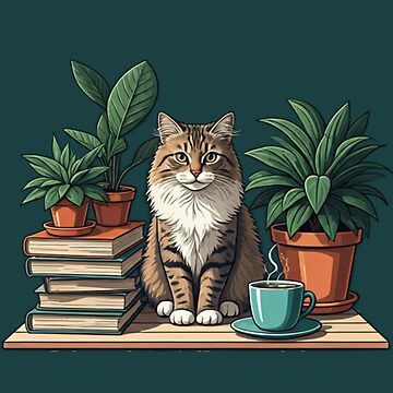 Artwork thumbnail, Cozy Cat Bookworm by Coollzone