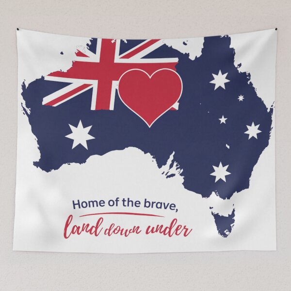 Item preview, Australia Day Map with Heart and Flag - Home of the Brave designed and sold by Justin Haas.