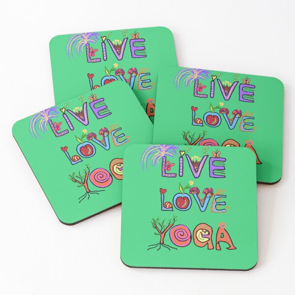Item preview,  LIVE LOVE YOGA with butterfly and trees and plants and love. Green background designed and sold by MonicaArtist.