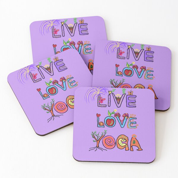 Item preview,  LIVE LOVE YOGA with butterfly and trees and plants and love. Lavender  background designed and sold by MonicaArtist.