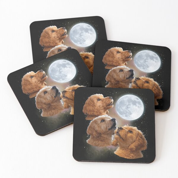 Item preview, Three Cockapoos Howling at the Moon - Playful Cosmic Dog Lover's designed and sold by tronictees.