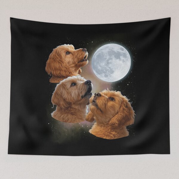 Item preview, Three Cockapoos Howling at the Moon - Playful Cosmic Dog Lover's designed and sold by tronictees.