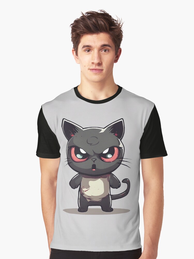 Thumbnail 1 von 5, Grafik T-Shirt, Chibi Kampf-Katze designt und verkauft von Fluffy-Cat-de.