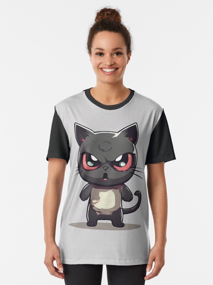 Thumbnail 2 von 5, Grafik T-Shirt, Chibi Kampf-Katze designt und verkauft von Fluffy-Cat-de.