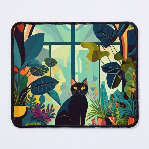 Item preview, Black cat with houseplants designed and sold by Nicksplants.