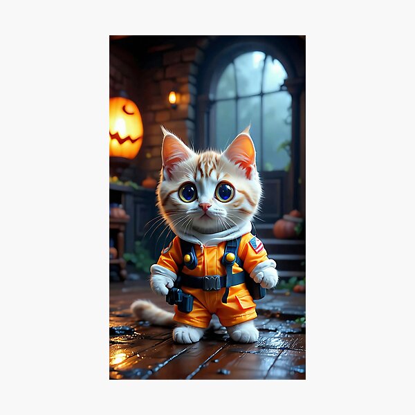 Ecto-Kitty im Halloween-Haus Fotodruck