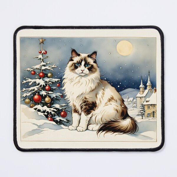 Item preview, Ragdoll Cat in Magical Winter Christmas Scene designed and sold by YukiKenji.