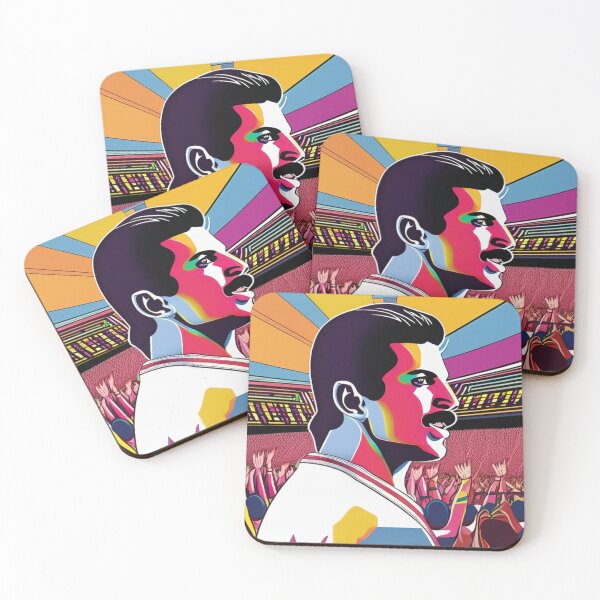 Item preview, Freddie Mercury caricature pop-art colors designed and sold by butikoshop.