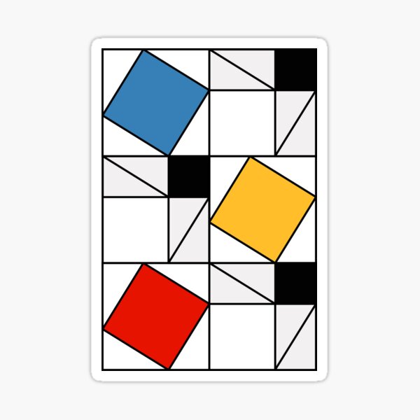 Mondrian meets Pythagoras & Fibonacci Sticker