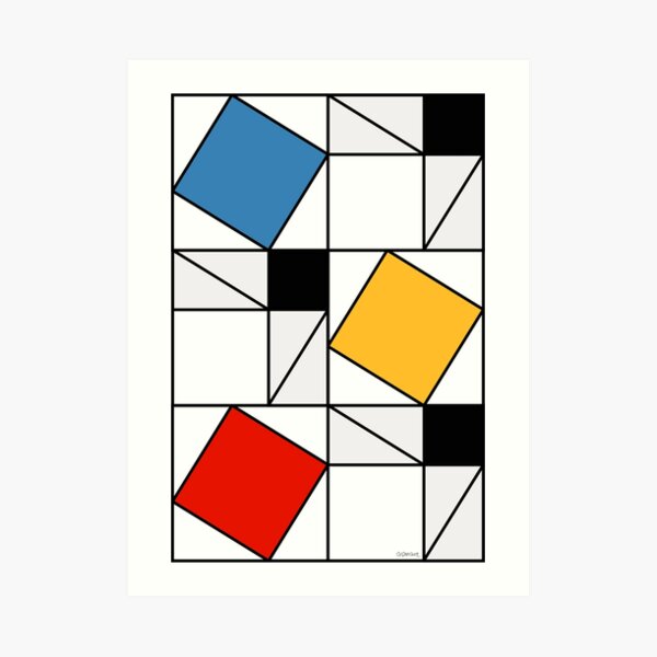 Mondrian meets Pythagoras & Fibonacci Art Print