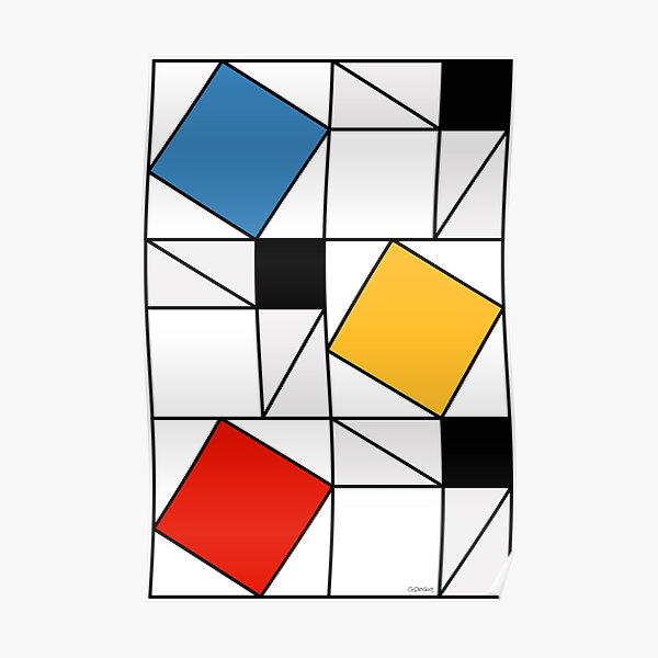 Mondrian meets Pythagoras & Fibonacci Poster