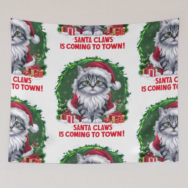 Item preview, Santa Claws Is Coming to Town - Fun Festive Cat Christmas Design designed and sold by asprse.