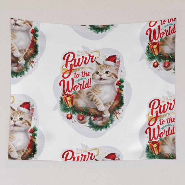 Item preview, Purr to the World - Cute Christmas Cat Greeting Design designed and sold by asprse.