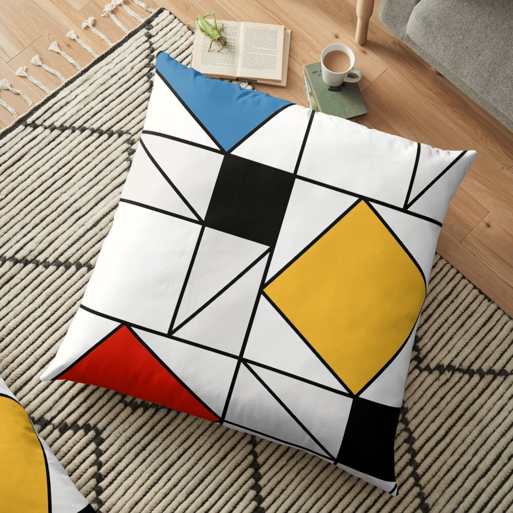 Mondrian meets Pythagoras & Fibonacci Floor Pillow