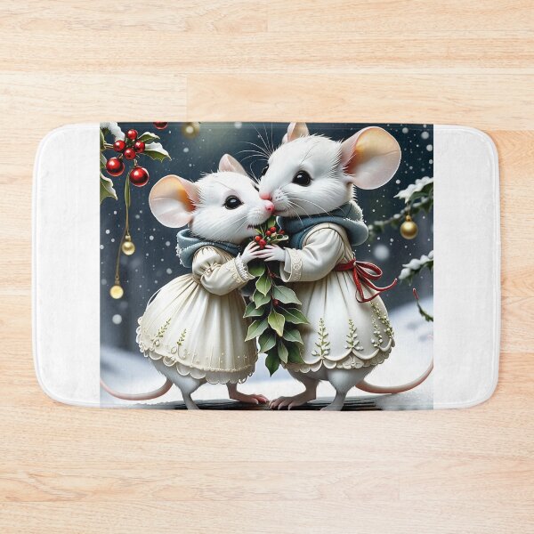 Item preview, Pair of little mice, under the snow, with a bunch of mistletoe designed and sold by Magic3D.