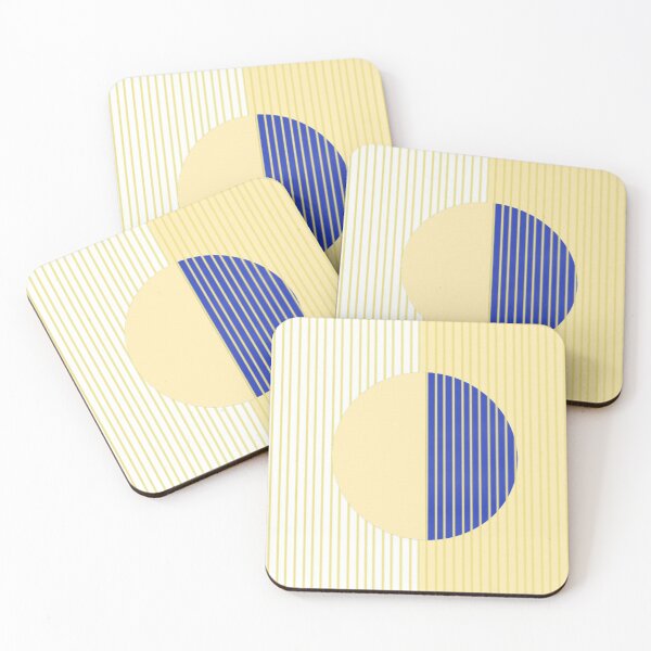 Item preview, Abstract Geometric Composition of Circle With Stripes in Yellow and Blue designed and sold by Beautiful art store.
