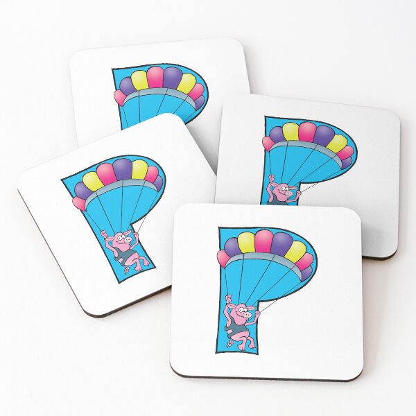 Item preview, Letter P Pig in a Paraglider designed and sold by alphatoons.