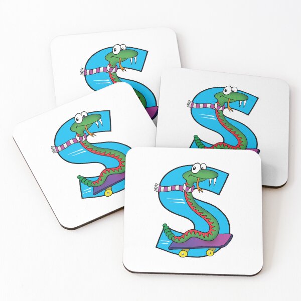 Item preview, Letter S Snake on a Skateboard designed and sold by alphatoons.