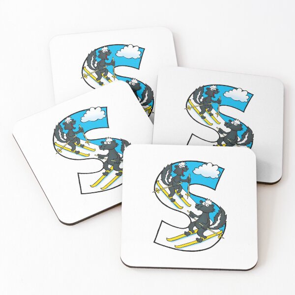 Item preview, Letter S Skunks on Skis designed and sold by alphatoons.