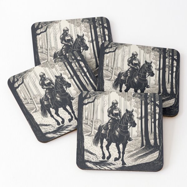 Item preview, Woman Knight Riding through Forest - Engraving Style designed and sold by DelynCreates.