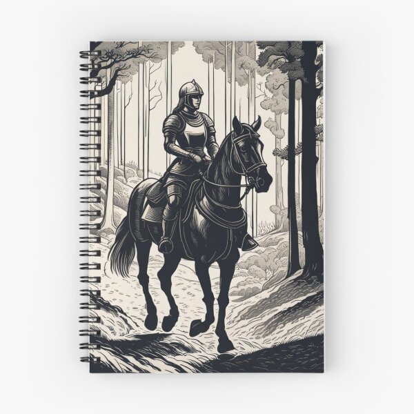 Item preview, Woman Knight Riding through Forest - Engraving Style designed and sold by DelynCreates.