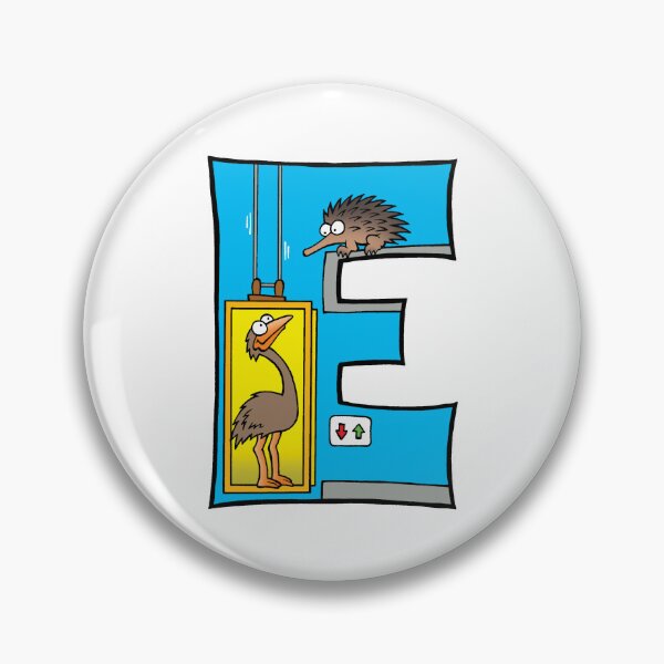 Item preview, Letra E Emu en un ascensor con un equidna designed and sold by alphatoons.