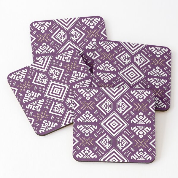 Item preview, Eye-Catching Satin Art Featuring Bold 3D Tribal Pattern on Purple Motifs designed and sold by Ed & Harmony.