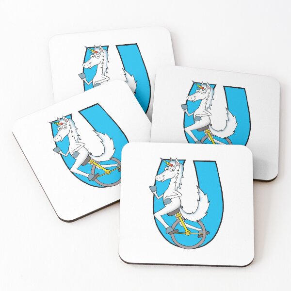 Item preview, Letter U Unicorn on a Unicycle designed and sold by alphatoons.