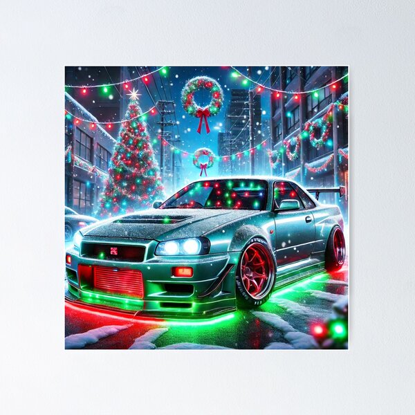 Item preview, Festive JDM Nissan Skyline Christmas Art designed and sold by MJShop18.
