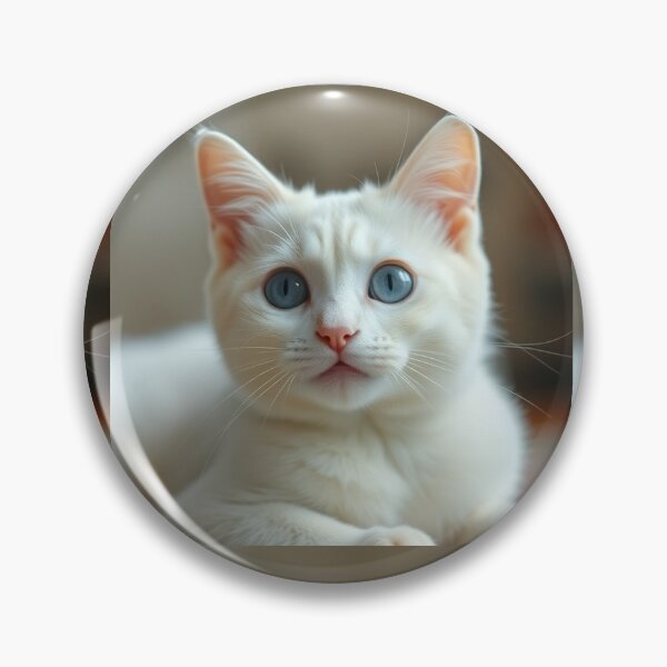 Item preview, cute white cat blue eyes, AI generated designed and sold by bubbley2021.