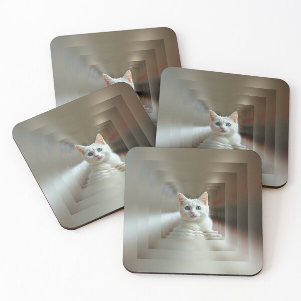 Item preview, cute white cat blue eyes, AI generated designed and sold by bubbley2021.