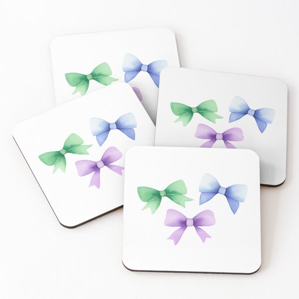 Item preview, Blue Green Purple Watercolor Bows, Hand-Painted Ribbon Art, Whimsical Pastel Bow Design designed and sold by poppet103.