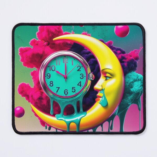 Item preview, A surreal design featuring a clock melting over a crescent moon designed and sold by Millzsplace.