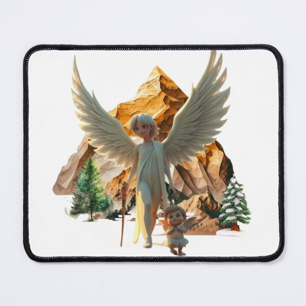 Item preview, Archangel With Baby Cherub Hiking in the Mountain designed and sold by DivineHaven.