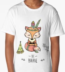 Cute fox,tribal card- be brave Long T-Shirt