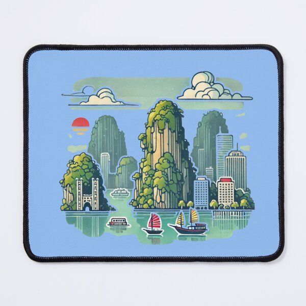 Item preview, painted in watercolors pastel natural tones, one-Halong Bay Vietnam Minimalist Watercolor Sticker Design, designed and sold by PaintMeWorld.