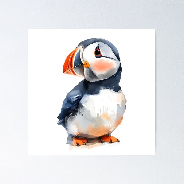 Item preview, Playful Watercolour Puffin Cartoon Design designed and sold by Paw&Pixel.