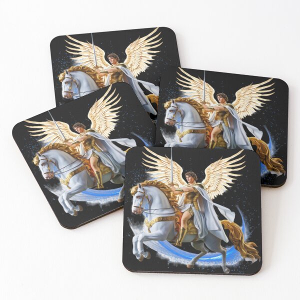 Item preview, Archangel Michael Riding a White Horse designed and sold by DivineHaven.