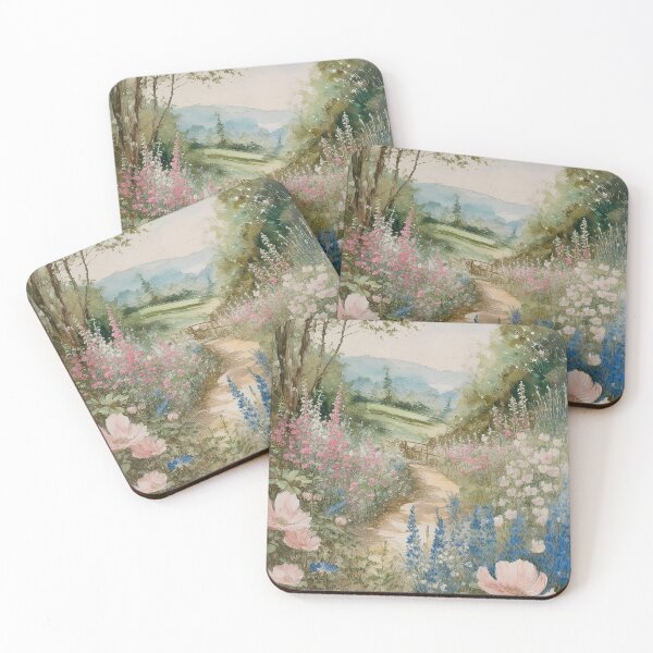 Item preview, Wildflower Pathway Art Print, English Countryside Garden Painting, Romantic Nature Scene, Flower Meadow Path Art, Vintage Floral Landscape, Blooming Garden Wall Art, Soft Pastel Landscape, Nature designed and sold by Kina-design.