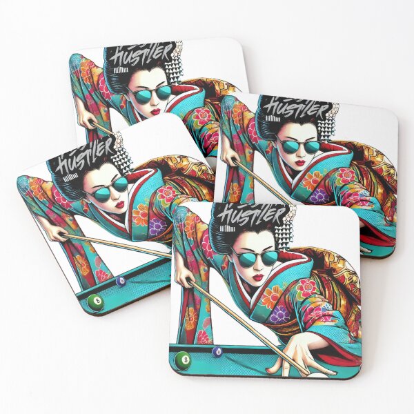 Item preview, Geisha Hustler Playing Pool - Japanese Pop Art Design for Modern Art Lovers designed and sold by SakuraJapanArt.