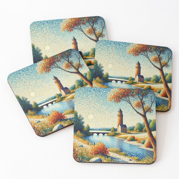 Item preview, Old Tower and Bridge Colorful Landscape Art designed and sold by williamlharvey.